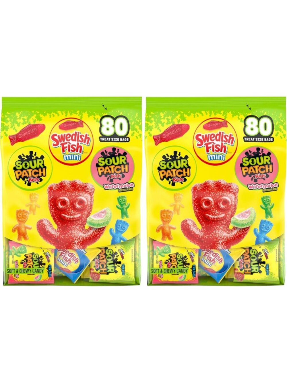 Mini Soft & Chewy Candy Variety Pack - SOUR PATCH KIDS & SWEDISH FISH, 80 Treats